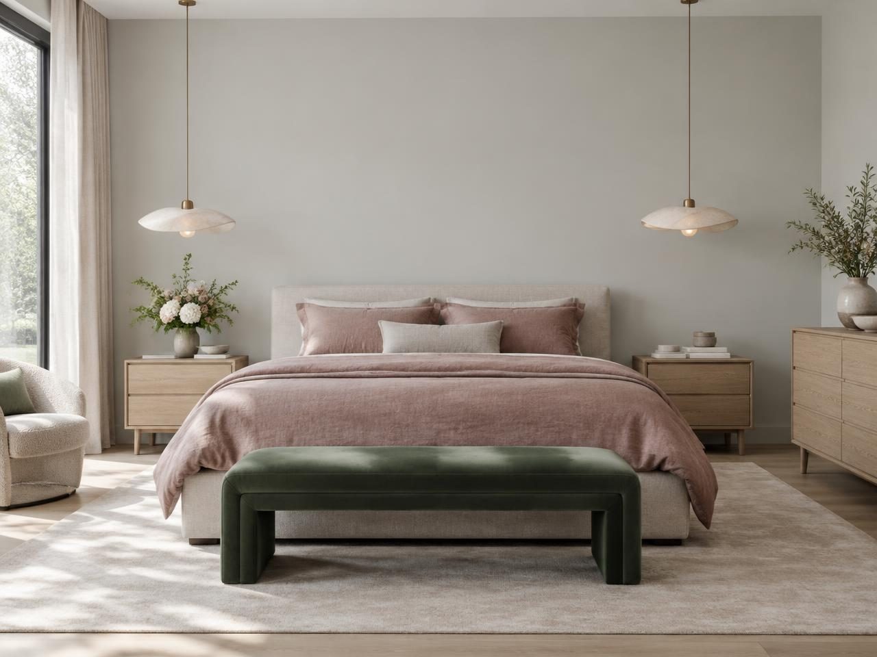 Blush Cranes (sample) wallpaper in a room