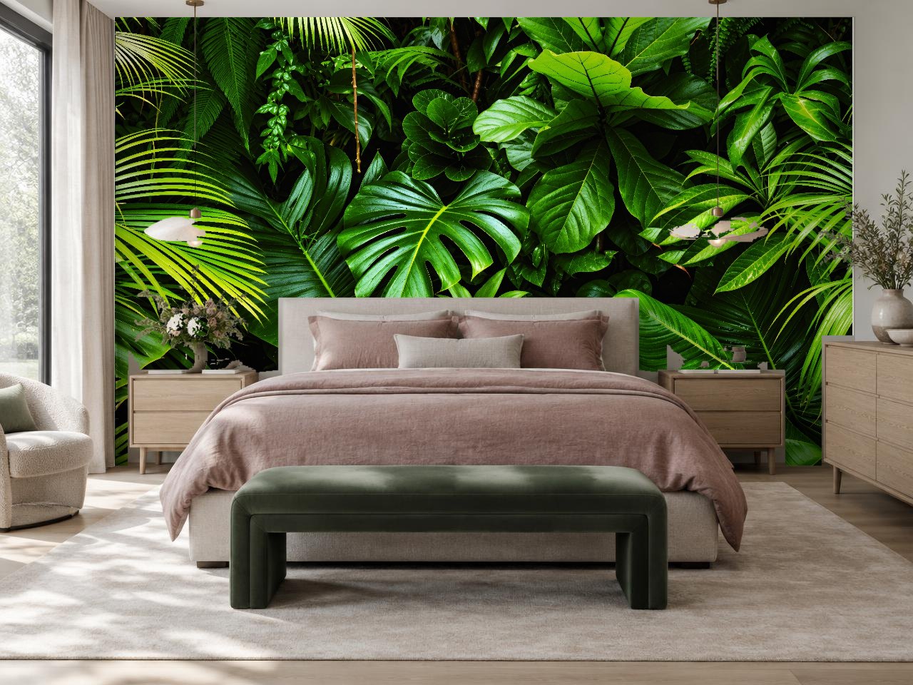 Jungle Leaves (sample) wallpaper in a room