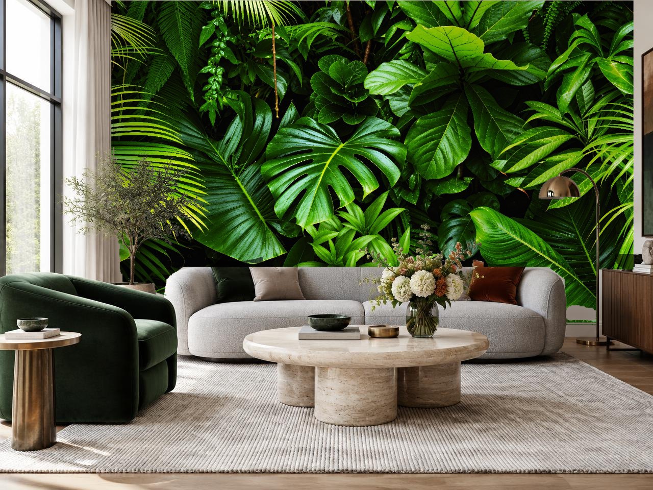 Jungle Leaves (sample) wallpaper in a room